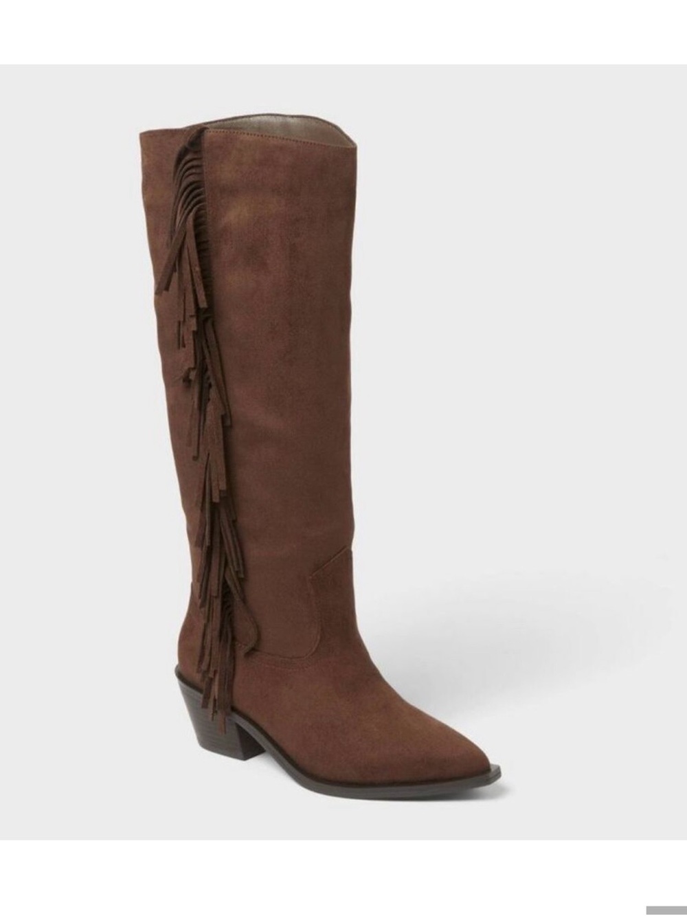 🤠NWT MICROSUEDE WESTERN FRINGE BOOTS - Picture 2 of 7